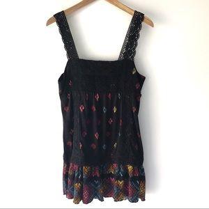 Free People Black Rainbow Pattern Dress